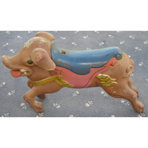 165 - Vintage children's painted carrousel pig, fibre glass body with steel support structure, L 85cm x H ... 