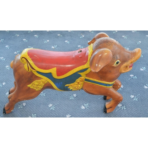 166 - Vintage children's painted carrousel pig, fibre glass body with steel support structure, L 85cm x H ... 