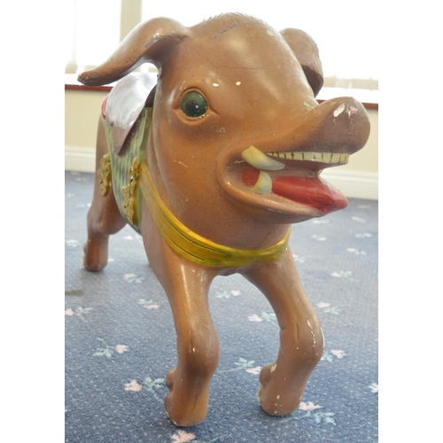 167 - Vintage children's painted carousel pig, fibre glass body with steel support structure, L 85cm x H 5... 