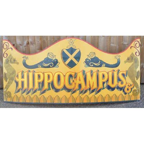 176 - Attractively painted aluminium children's 18ft carousel rounding board, 'Hippocampus &', approx 174x... 