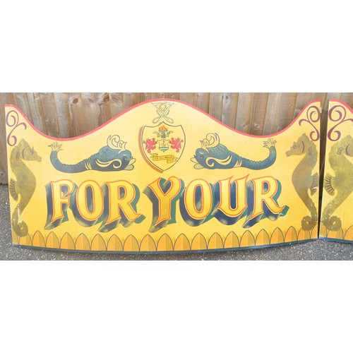 172 - Two attractively painted aluminium children's 18ft carousel rounding boards, 'For Your' and 'Pleasur... 