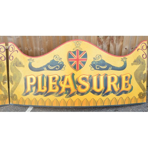 172 - Two attractively painted aluminium children's 18ft carousel rounding boards, 'For Your' and 'Pleasur... 