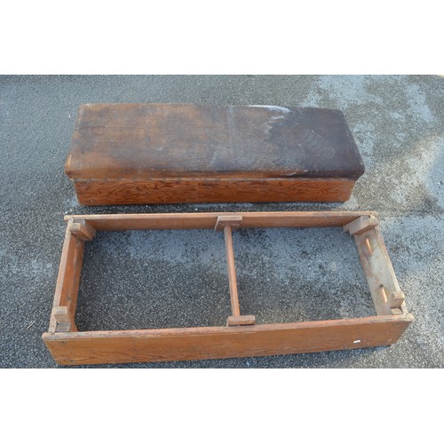 134 - Vintage leather top rectangular gym horse in two sections, 132cm x 58cm x 43cm