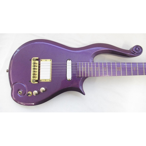 722 - Cloud Purple Rain custom replica guitar, in metal travel guitar carry case