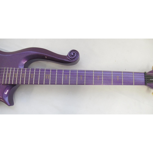 722 - Cloud Purple Rain custom replica guitar, in metal travel guitar carry case