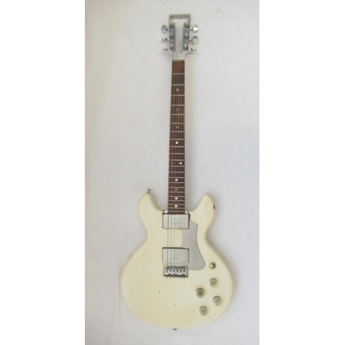 Travis Bean TB-1000S, serial no. 879, white lacquer finish, aluminium neck and centrepiece, in metal guitar travel case