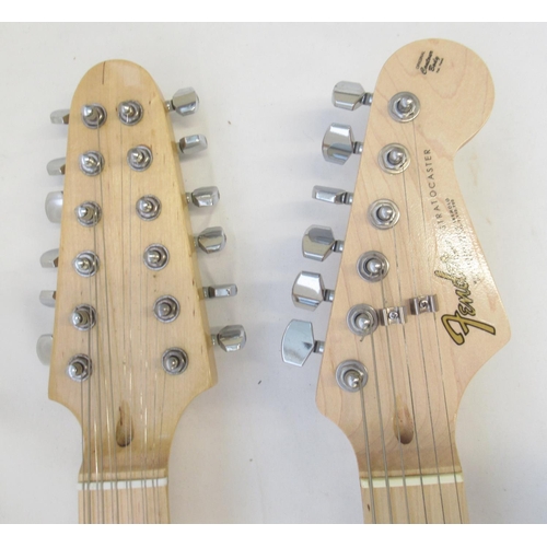 728 - Custom built twin headed electric guitar, using various parts from different guitars