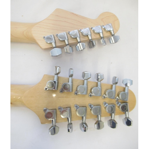 728 - Custom built twin headed electric guitar, using various parts from different guitars