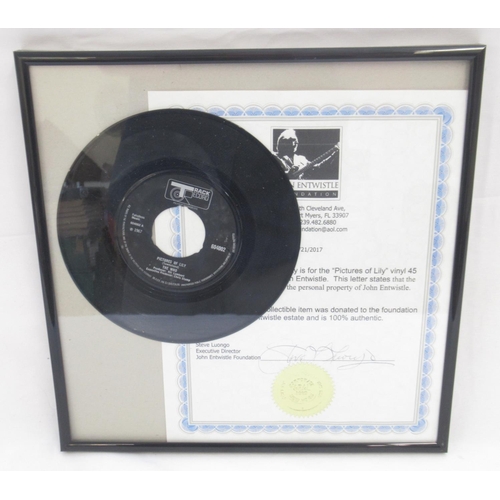 751 - Pictures of Lily vinyl 45 previously owned by John Entwistle with COA from the John Entwistle Founda... 