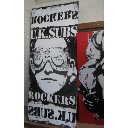 764 - UK Subs Rockers wall print, print of Marilyn Monroe and a sketch of a lady