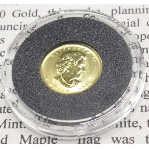 637 - Westminster Mint - The Smallest Gold Coins of the World, 1/20oz Canadian Gold Maple Leaf, 1/25oz Can... 