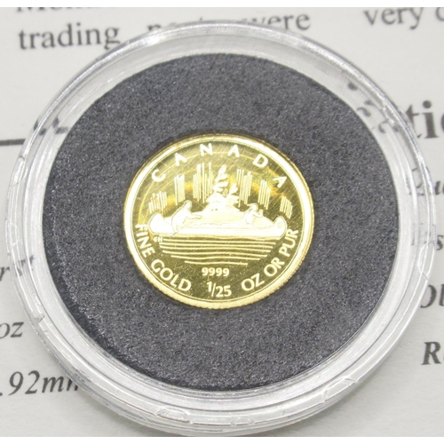 637 - Westminster Mint - The Smallest Gold Coins of the World, 1/20oz Canadian Gold Maple Leaf, 1/25oz Can... 