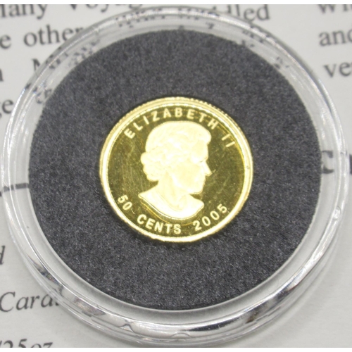 637 - Westminster Mint - The Smallest Gold Coins of the World, 1/20oz Canadian Gold Maple Leaf, 1/25oz Can... 