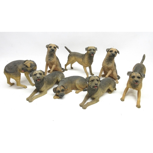 1091 - A collection of border terrier models incl. Border Fine Arts models Border Terrier Pups A3838, H7cm,... 