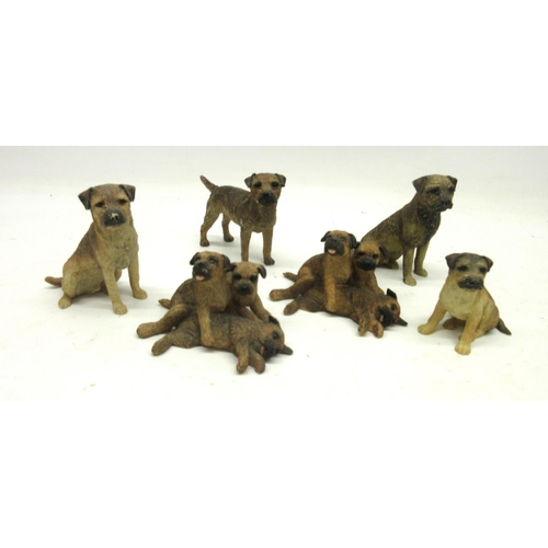 1091 - A collection of border terrier models incl. Border Fine Arts models Border Terrier Pups A3838, H7cm,... 