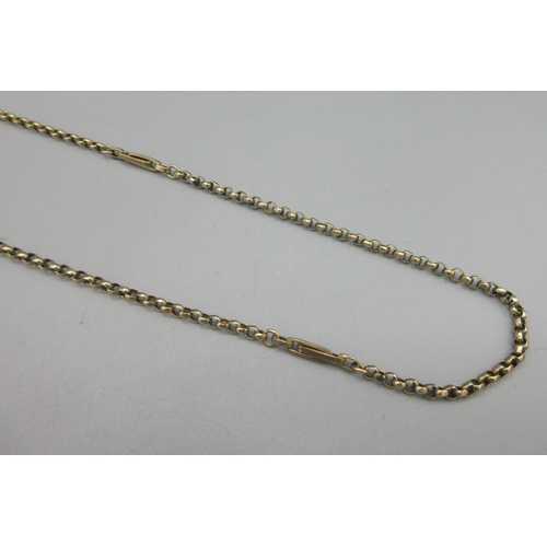 32 - Yellow metal belcher chain with long links, clasp stamped 9ct, 8.59g