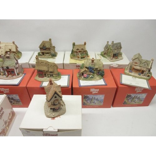 395 - Collection of thirteen lilliput lane cottage incl, Mrs Pinkerton Post Office, Bridle Way, Micklegate... 