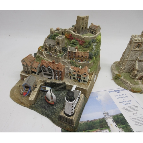 398 - Lilliput Lane Scarborough Harbour limited edition No. 255/850 with certificate, no box, and St. Lawr... 