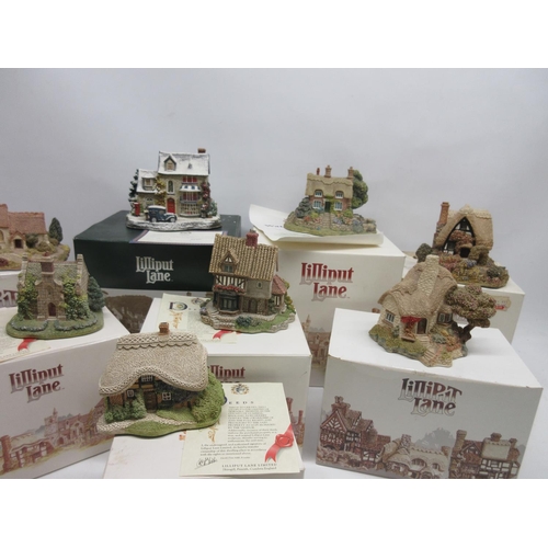 400 - Collection of eight lilliput lane cottages incl, special edition Christmas Cake, Water Meadows, Summ... 