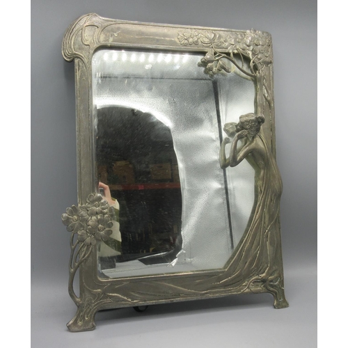 652 - Sherrie Hewson Collection - WMF  and Art Nouveau style easel mirror 'the first cuckoo' cast in relie... 