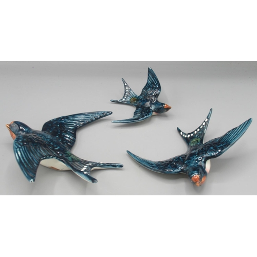 263 - Three Beswick Swallow wall plaques, model no. 757, largest L16cm