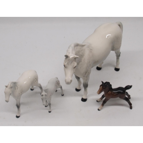 268 - Collection of Beswick horses incl. Arab model no. 1771 in grey, and three foals, max. H19.5cm (4)