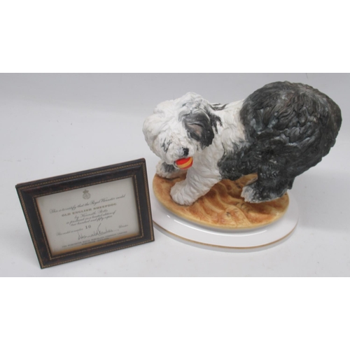 290 - Royal Worcester Old English Sheepdog by Kenneth Potts, limited edition of 250, H22.5cm, with framed ... 