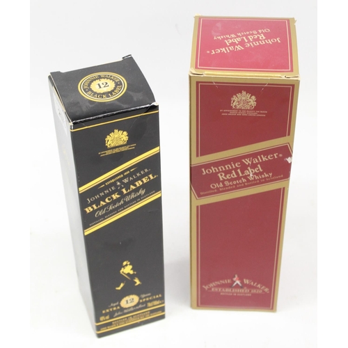 217 - Two bottles Johnnie Walker blended Old Scotch Whisky: Red Label, 43%/1.125 ltr; and Black Label Extr... 