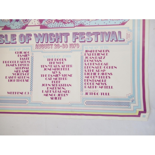 755 - 1970 Isle of Wight Festival poster, August 26-30, appears screen printed, no pixelation, colours bol... 