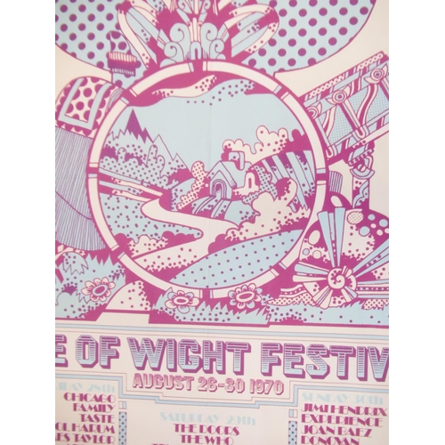 755 - 1970 Isle of Wight Festival poster, August 26-30, appears screen printed, no pixelation, colours bol... 