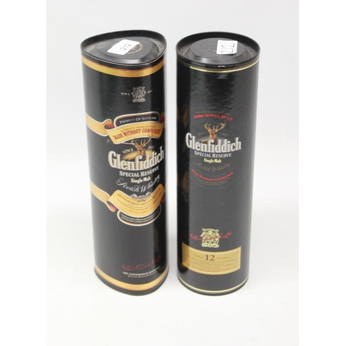 212 - Two bottles Glenfiddich Special Reserve Single Malt Scotch Whisky, 40% / 70cl, with cardboard tubes