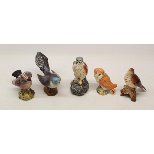 267 - Collection of Beswick birds: Beneagles Kestrel whisky bottle, Cuckoo model no. 2315, Barn Owl, Jay m... 