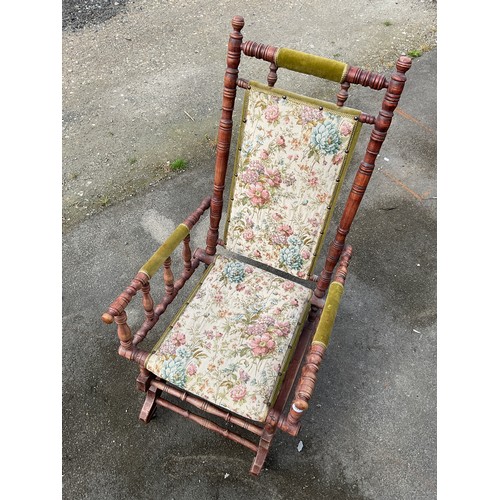 693 - Late 19th century turned wood American rocking chair,