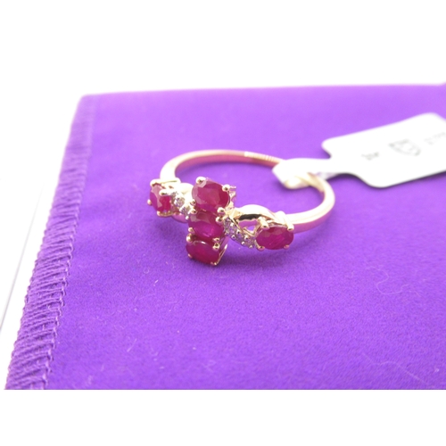 237 - Gemporia - Burmese ruby and diamond 9k gold ring, size R to S, metal weight 2.39g, with certificate ... 