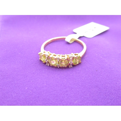 239 - Gemporia - Ambiolobe Sphene and white zircon 9k gold ring, size T to U, metal weight 2.18g, with cer... 