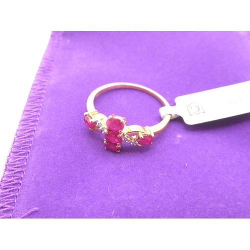 301 - Gemporia - Burmese ruby & diamond 9K gold ring, size R to S, metal 2.39g