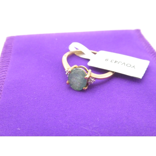 306 - Gemporia - Grandidierite and diamond 9k gold ring, size R to S, metal weight 2.17g, with certificate... 