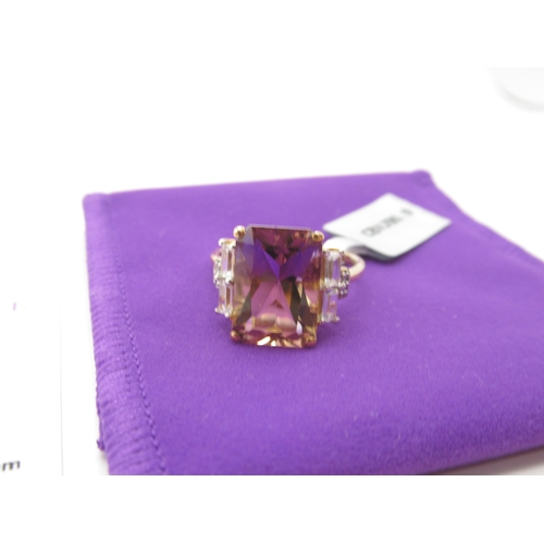 309 - Gemporia - Anahi ametrine and white Zircon 9k gold ring, size R to S, metal weight 2.45g, with certi... 