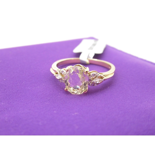 312 - Gemporia - Canary kunzite and white zircon 9k gold ring, size T to U, metal weight 2.31g, with certi... 