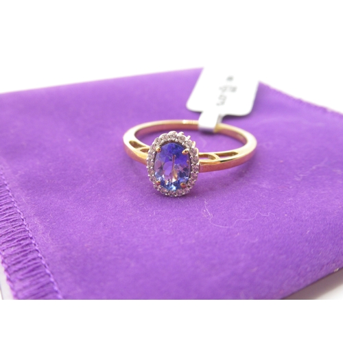 325 - Gemporia - Tanzanite and white zircon 9k gold ring, size R to S, metal weight 2.19g, with certificat... 