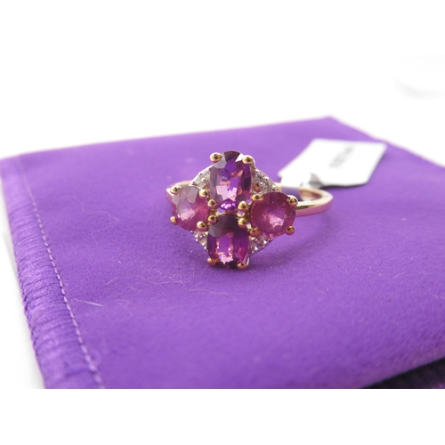 374 - Gemporia - Comeria garnet and white zircon 9k gold ring, size R to S, metal weight 2.12g, with certi... 