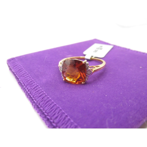 381 - Gemporia - Madeira citrine and white zircon 9k gold ring, size T to U, metal weight 1.83kg, with cer... 