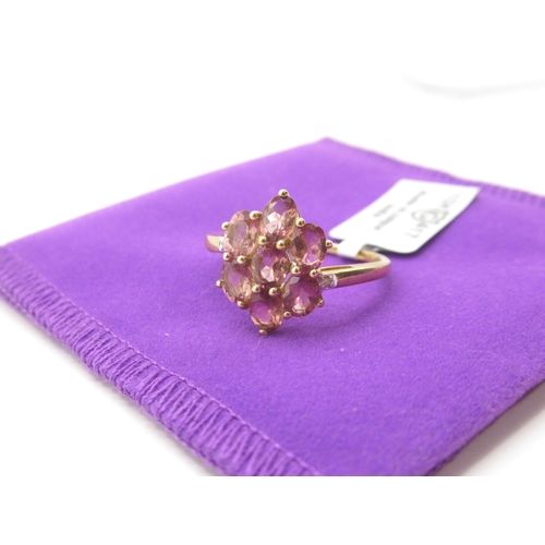 387 - Gemporia - Cruzeiro pink tourmaline and diamond 9k gold ring, size R to S, with certificate and prot... 