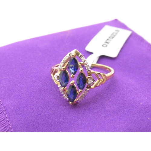 389 - Gemporia - Sri Lankan sapphire and diamond 9k gold ring, size R to S, with certificate and protectiv... 