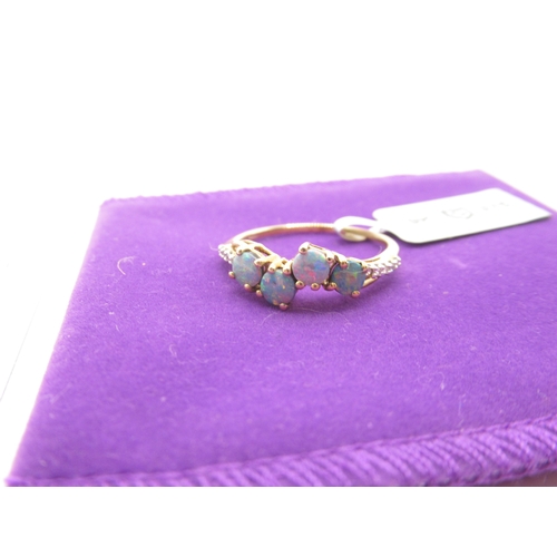 423 - Gemporia - Crystal opal on ironstone and white zircon 9k gold ring, size R to S, metal weight 1.73g,... 