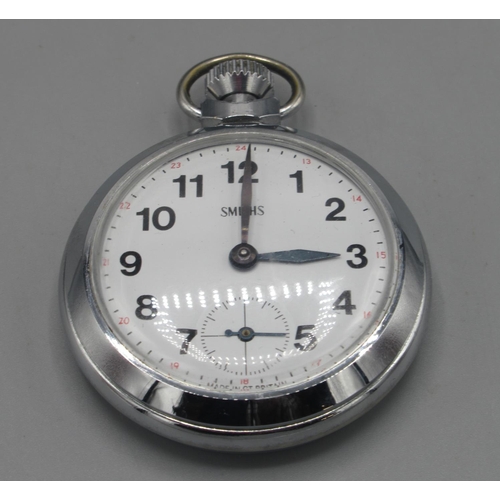 533 - Two Smiths chrome keyless pin pallet pocket watches, D50.4mm