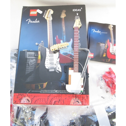 777 - WITHDRAWN - Opened and partially assembled LEGO Fender Stratocaster, all pieces appear present