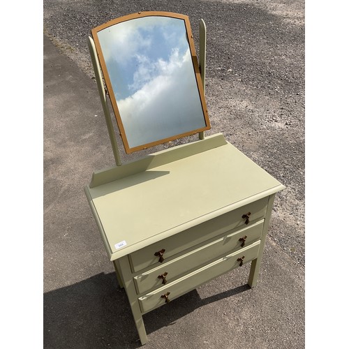 585 - Green painted Edwardian oak dressing chest, W76cm D43cm H140cm