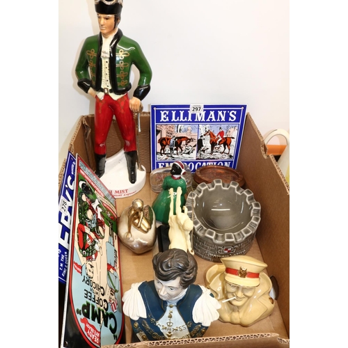 300 - Collection of c1960s and later breweriana, incl. Ediswan lamp, Beswick bird of prey whisky decanters... 