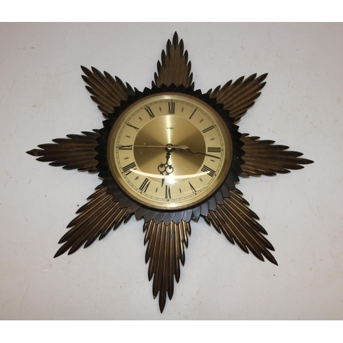 52 - Lisa George Collection - Mid 20th century c1960s Metamec sunburst wall clock, D46cm